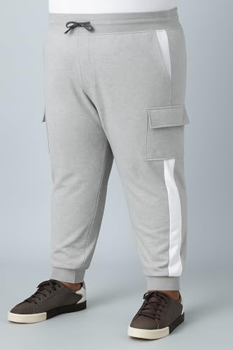 Image of Plus Size Lycra Track Pant for Men | Stretchable Jogger Pants | Side Stripe Cargo Design | Daily, Gym & Sports Wear