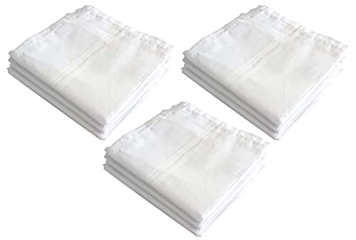 Kuber Industries 100% Cotton Premium Collection Handkerchiefs Hanky for Men, Set of 9 (White)