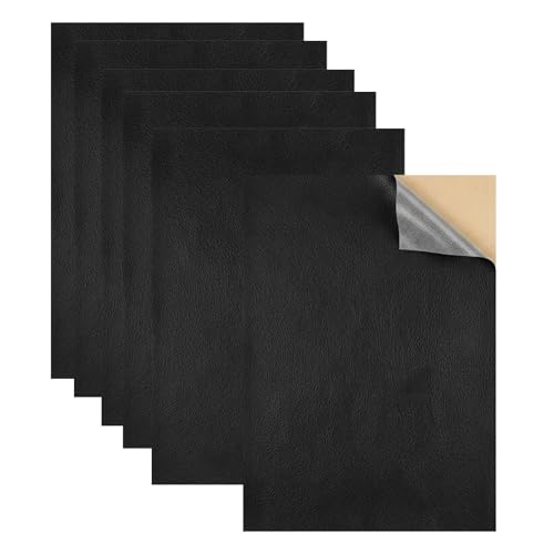 6 Pcs Leather Repair Patch Self-Adhesive 20x30cm Black Faux Leather Repair Kit Waterproof & Durable Leather Patches for Couch Car Seats Sofa Furniture Bags Professional Peel and Stick Fix