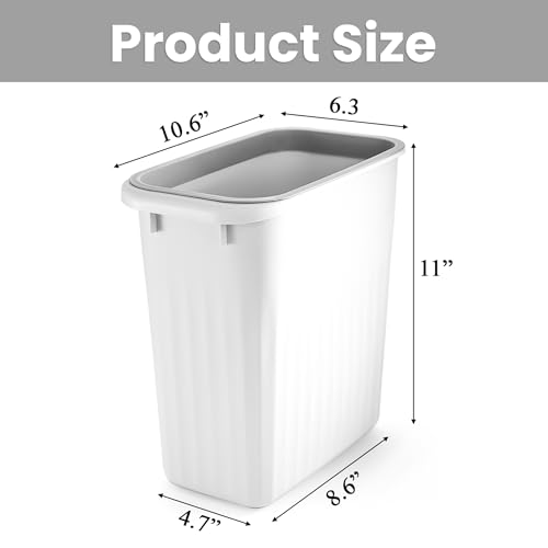 Image of Elsjoy 4 Pack 2 Gallon Plastic Trash Can, Slim Waste Basket Bathroom Small Garbage Can, Rectangular Trash Bin for Office, Kitchen, Bedroom