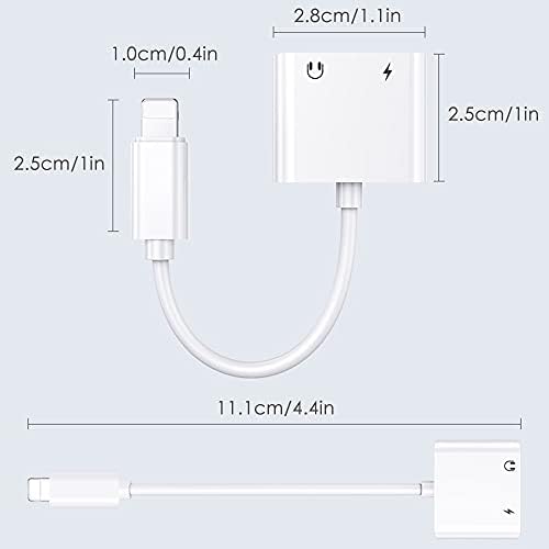 Headphone Adapter for iPhone Lightning Jack Aux Audio Dongle Dual Apple MFi Certified Charging+Music+Calling Earphone Converter for iPhone 14 13 12 11 Pro Max/XS Max/XS/XR/8/7 Plus Support all iOS