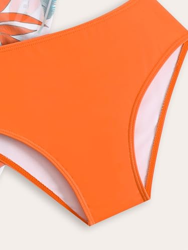 Choomomo Girls 3 Pieces Printed Swimsuits Tankini Sets with Side Tie-up Skirt Modest Swimwear4