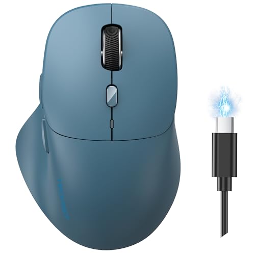 Image of TECKNET Wireless Mouse Bluetooth 5.0 /3.0 & 2.4G Rechargeable, Silent Clicks, Adjustable 4800 DPI, 6 Buttons, Ergonomic Design, Bluetooth Mouse for Laptop, Computer, ipad - Blue