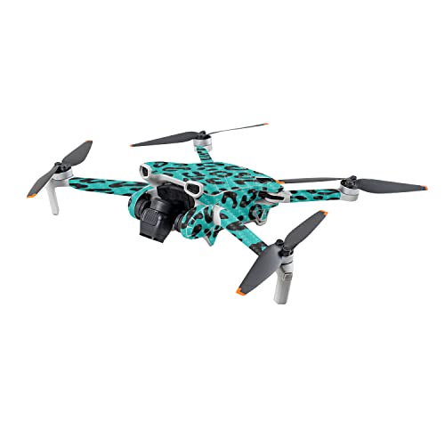 Image of MightySkins Carbon Fiber Skin Compatible with DJI Mini 3 - Teal Leopard | Protective, Durable Textured Carbon Fiber Finish | Easy to Apply | Made in The USA