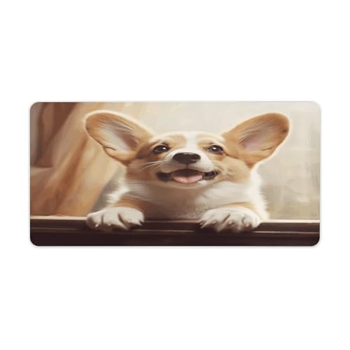 Cute Corgi Desk Pad con Base de Goma Grande