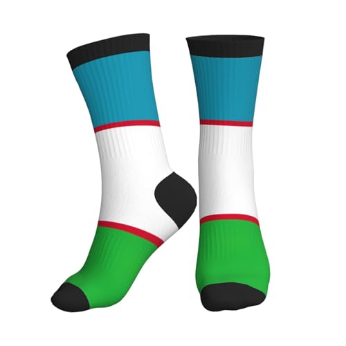 FMASWEQ Chaussettes athlétiques imprimées drapeau de la République d'Ouzbékistan, chaussettes de travail, idéales pour la course, la randonnée ou le travail, 3 noir, Taille unique