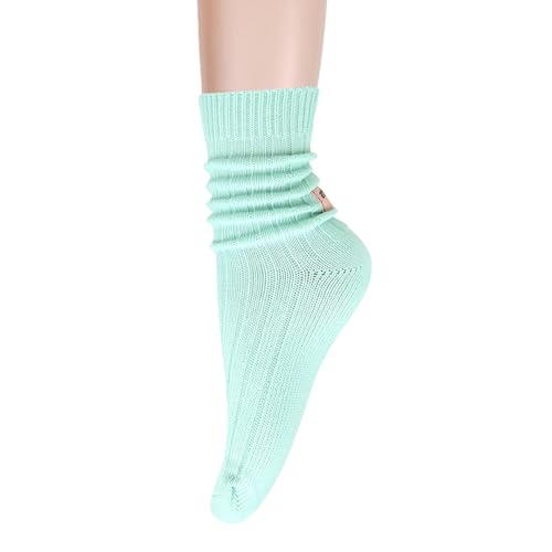 Image of Benefeet Sox Crew Socks for Women Retro Cotton Ribbed Knit Casual Socks Solid Color Athletic Sock