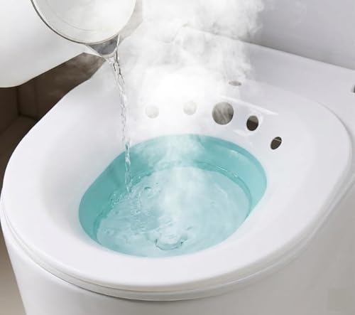Image of INTERIA Sitz Bath Tub for Toilet Seat with Pump Flusher - Postpartum Care, Hemorrhoids,Piles Relief Portable & Foldable Tub for Adult