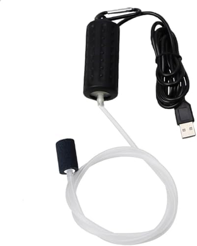Bomba de aire para acuario, mini bomba de oxígeno USB, silenciosa, ahorro de energía, burbuja de oxígeno, con piedra de aire y manguera de silicona de salida individual