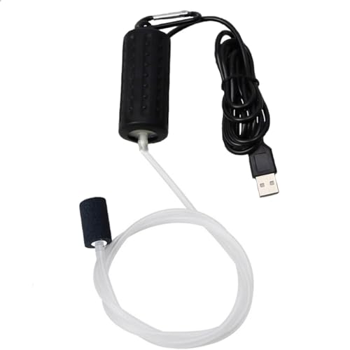 Luftpumpe Aquarium,Mini USB Sauerstoffpumpe, Leise Oxygen Pump Energie Sparen Sauerstoff Bubble, mit Luftstein und Einzelauslass-Silikonschlauch