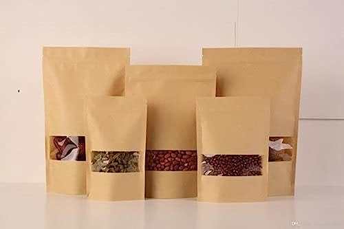 Image of ESKO Stand Up Ziplock Pouch - Reusable, Airtight Kraft Paper Storage Pouch(Brown)| 14X20 Cm(Pack Of 25)