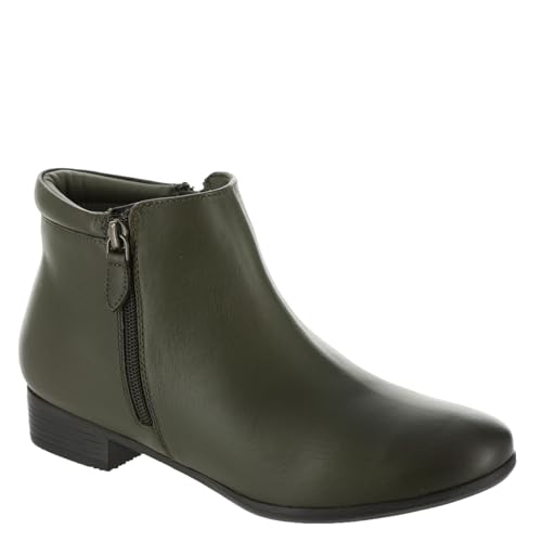 ARRAY Women's Aspen Leather Ankle Boot with Zipper, 10 W (Wide), Olive