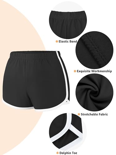 URATOT 4 Pack Yoga Short Pants Cotton Sports Shorts Gym Dance Lounge Shorts Dolphin Running Athletic Shorts for Women2