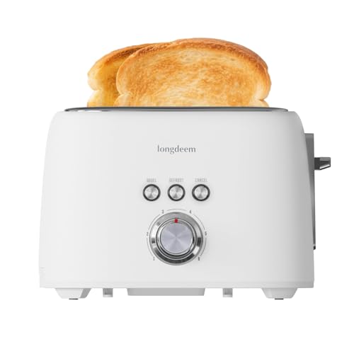 Image of 2 Slice Toaster - 1.5 inch Extra Wide Slots, Stainless Steel, High Lift, 6 Browning, White