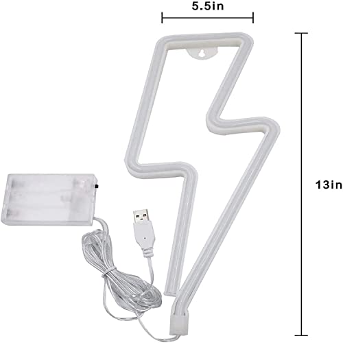 SKY-TOUCH Lightning Neon Signs, LED Neon Wall Decor Light, USB Shaped Neon Light Decorative Lights, Battery Powered Lighting, Room Decor for Bedroom, Living Room, Kids Room (Blue)