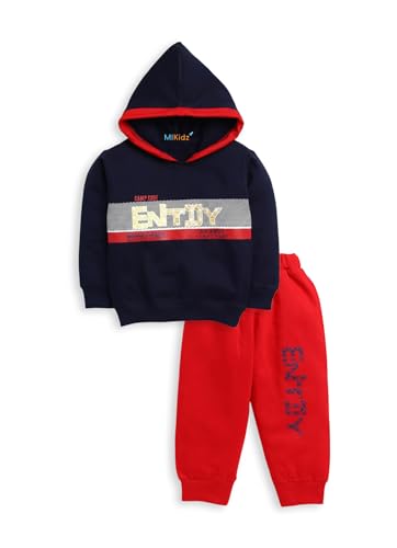 Image of Pure Cotton Full Sleeves Winter Hoodie Sweatshirt and Full Pant Set For Boys Kids