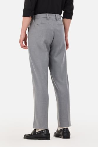 Image of SNITCH Men Casual Trousers| Baggy Fit Mid Rise Solid Plain Front Style | Breathable Cotton Blend & Lightweight Linen Fabric for Summer & Everyday Outings