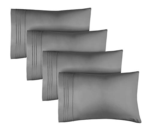 4 Pack Pillow Cases - King Size - 4PC Pillow Cases - 4 Pack Pillow Covers - 4 Pack Pillowcases - Pillow Case Set of 4 - Pillow Covers with Embroidery - Super Soft Pillow Cases - Luxury Pillow Covers