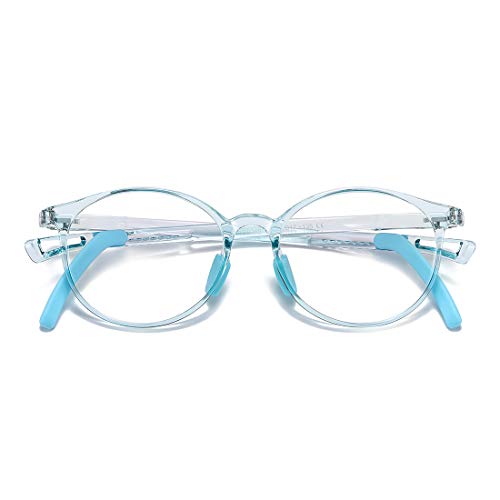 TIANYESY Kids Computer Blue Light Blocking Glasses For Boys And Girls Age 3-14 Blue Light Glasses For kids Adjustable Frame TY5108 (Transparent Blue)