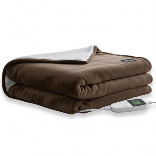 Image of Utopia Bedding Electric Blanket for Double Bed with 6 Heating Levels and 2-10 Hours Time Settings, Flannel to Sherpa Super Cozy Heated Blanket Machine Washable 153x153 cm