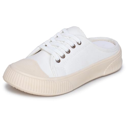 Image of TRASE Back Open Casual Sneakers for Women | Trendy Mule Slip-On Shoes with Lace-Up Front & Comfortable Cushioned Insole