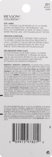 Image of Revlon ColorStay Pencil Waterproof Eyeliner, Smudge-Proof, Eye Makeup with Built-in Sharpener, Stocking Stuffer for Women, 201 Black, 0.01 oz (Pack of 2)
