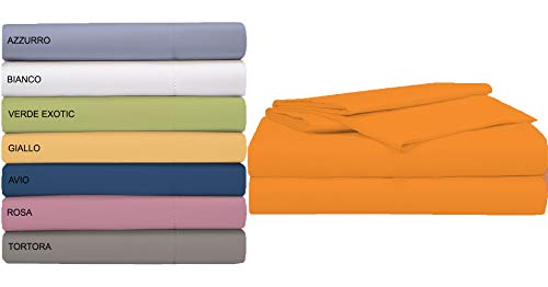 Tata Home Lenzuolo sopra Piano 100% Cotone Misura Letto 2 Piazze Matrimoniale cm 240X300 Colore Arancio