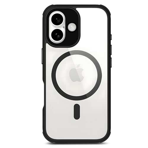 Image of DailyObjects Polycarbonate Case for iPhone 16 Plus Compatible with Mag-Safe Wireless Charging | Black Hybrid Magnetic Armour Slim Shockproof Back Cover