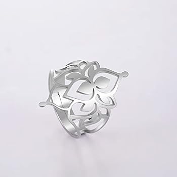 Lotus Bloem Om Aum Ring - Yoga Spirituele Roestvrijstalen Ring - Filigraan Band