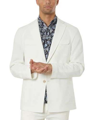 Tallia Mens Slim Fit Textured Sport Coat 48 Long White