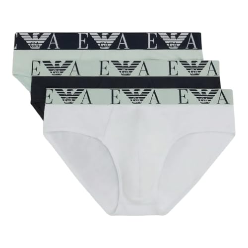 Stretch Cotton Bold Monogram 3-Pack Brief Slip Multicolore White-Marine-Mint XXL uomo