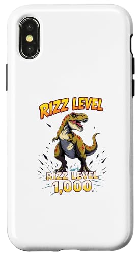 Rizz Level 1000 T-Rex Dinosaur Meme Design Funny Gamer Anime X}zP[X iPhone X/XS p