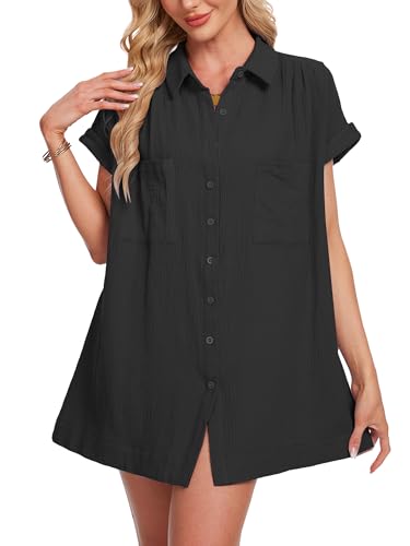 Image of Breezy Lane Beach Cover Up for Women Button Down Shirt Swimsuit Coverup Bathing Suit Cover Ups for Swimwear Vacation