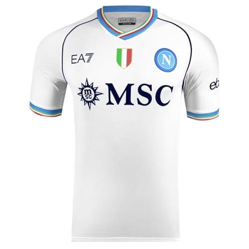 SSC NAPOLI Camiseta de competición, EA7, Escudo Tricolor, Tejido técnico Dry Touch, 2023/2024