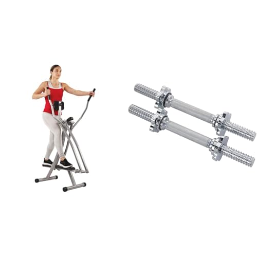 Sunny Health & Fitness Elliptical Cross Trainer w/LCD Monitor, Air Walker Exercise Machines + 35.5 cm (14\") Threaded Chrome Dumbbell Bar Sunny Health & Fitness Elliptical Cross Trainer w/LCD Monitor, Air Walker Exercise Machines + 35.5 cm (14\") Threaded Chrome Dumbbell Bar