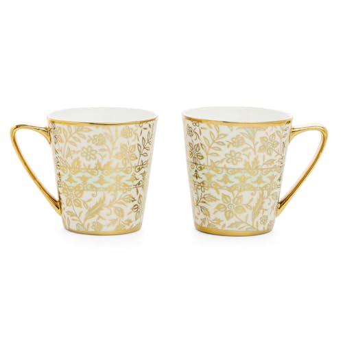 Image of Clay Craft Luxury Gold Printed Ceramic Tea & Coffee Cups Set of 6 | Elegant Designer Cups for Home, Office & Gifting | Not Microwave Safe