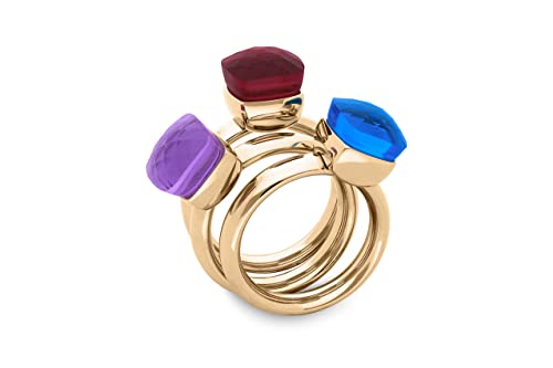 Bague Firenze Qudo dorée avec pierre rouge éclatante - 2