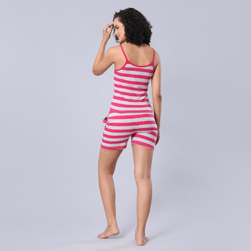 Image of Evolove Women's Cotton Slip & Short Set Sleevesless Round Neck Night Suit Set Super Soft Comfortable (Slip-NS)