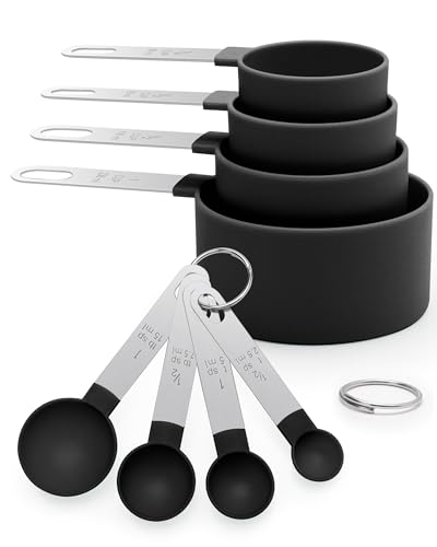 Set de Vasos y Cucharas Medidoras 8 Piezas Negro miniatura 1