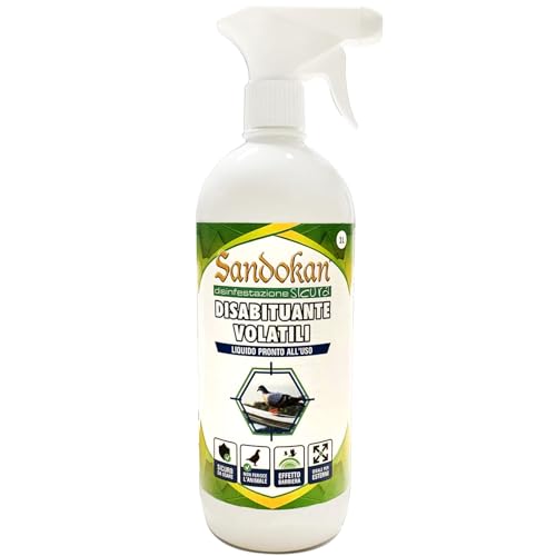Sandokan Disabituante per Volatili e Piccioni Formato da 1 Litro, Effetto Barriera Repellente