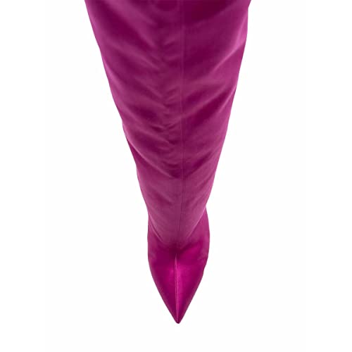 FSJ Women Fashion Over the Knee Boots Pointed Toe Sexy Stiletto High Heels Thigh High Elasticity Stretchy Pull on Comfortable Warm Winter Shoes Size 4-15 US4