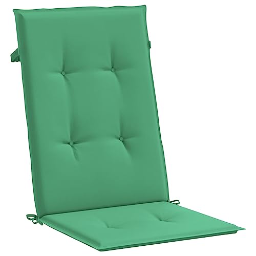 vidaXL Green Polyester Garden Highback Chair Cushions 2 pcs, Non-Slip Outdoor/Indoor Seat Pads with Elastic Strap, Water-Repellent & UV Resistant, 47.2