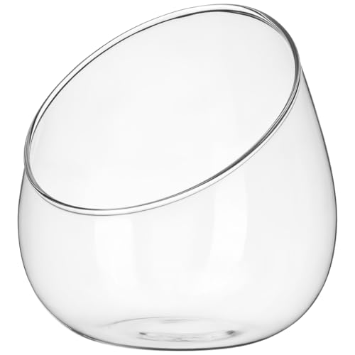 Image of DOITOOL Clear Slant Cut Bowl Glass Vase, Glass Terrarium Candy Dish Fish Bowl Vase Fruit Jar Air Plant Holder for Succulents, Cacti, Moss, Terrariums, Flower Centerpiece, Height: 4.7 inch, Base: 4 inch