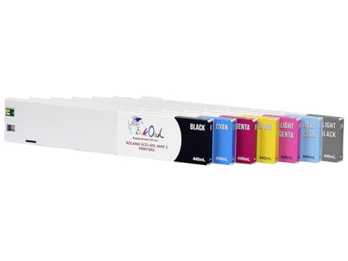 InkOwl Compatible Ink Cartridge Replacement for Roland ECO-SOL MAX 2 Printers ESL4 (440mL, 7-Pack) for VS-300i, VS-540i, VS-640i, XR-640