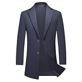 KUDMOL Blazer Homme Longue Veste de Costume avec Deux Boutons Slim Fit Blazer Casual Formel(Marin Bleu,M)