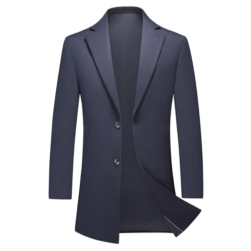 KUDMOL Blazer Homme Longue Veste de Costume avec Deux Boutons Slim Fit Blazer Casual Formel(Marin Bleu,M)