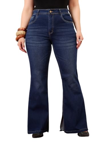 Image of Miss Chase A+ Women's High Rise Regular-Length Stretchable Denim Wide-Leg Shaping Jeans