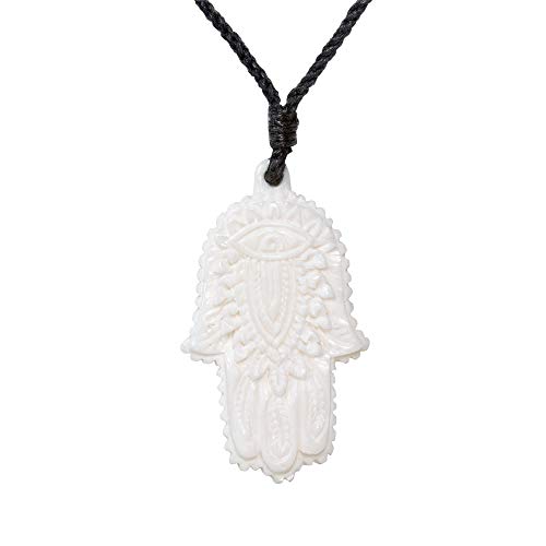Collier main de Fatima en os sculpté cadeau talisman homme