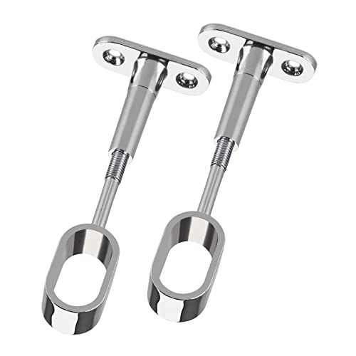 bricoleva.it Central Support Adjustable Wardrobe Rod, Central Support Set for Oval Coat Rack Rod with fixing to the upper shelf - Central rod not included - Set of 2