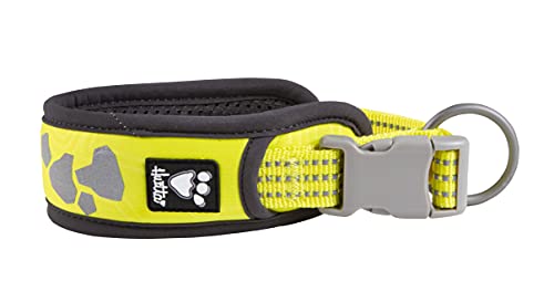 Hurtta Weekend Warrior Collar ajustable amarillo neón limón perro collar 3M reflectores impermeable para perros Cachorro tamaño extra pequeño 25-35cm